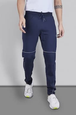 Cotton Printed Regular Fit Track Pants for Men 028567NAVBLUXXL