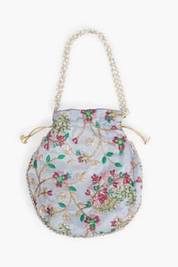 Floral Embroidered Designer Potli Bag/Clutch 029130GRE2