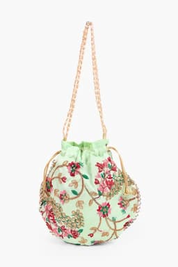 Floral Embroidered Designer Potli Bag/Clutch 029130GRE