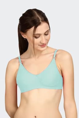 Prithvi Lucky Cotton Solid Seamless Bra for Women 029761SEAGRE32