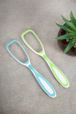 DR.ZARVA Double Action Tongue Cleane (Green & Blue)- Pack of 2 029853GRE&BLU