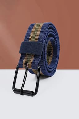 Canvas Striped Casual Belt for Men 029875BLUONESIZ