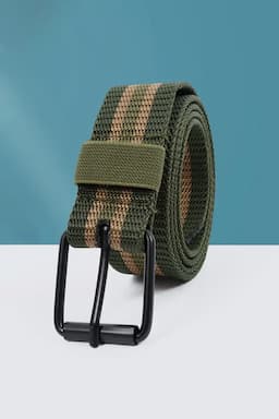 Canvas Striped Casual Belt for Men 029875GREONESIZ