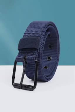 Canvas Textured Casual Belt for Men 029876BLUONESIZ