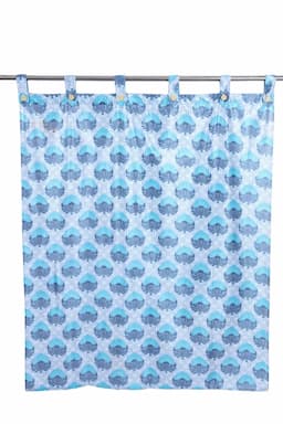 Polyester Printed Door Curtain, Kalai Cotton - 7x4 Feet (Approx) 029986DOO(7FEEBLU