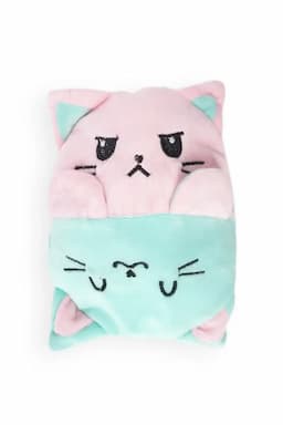 2 In 1 Teddy & Cat Reversible Stuffed Toy (Green - Pink) 030445GREPIN
