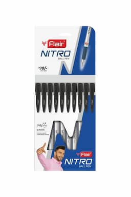 Flair Nitro Ball Pen 0.7mm (Black, Pack of 10) 030691BLAPACOF10