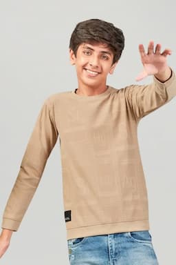 Cotton Round Neck Casual T-shirt for Boys 031037910YRSBEI