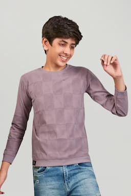 Boy's Cotton Self Design Casual T-shirt 031040910YRSMAU