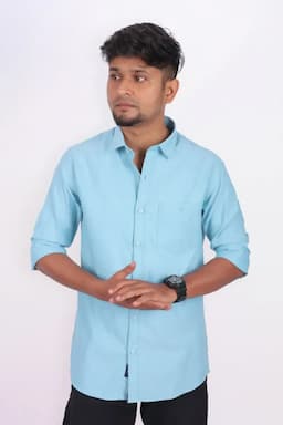 Men's Cotton Solid Full Sleeve Shirt 033265SKYBLUXL2