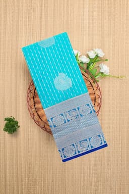Silk Cotton Woven Design Saree with Blouse for Women 033870BLUFRESIZ