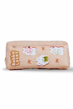 Rabbit Lucky Cartoon Printed Pencil Pouch - Peach 033903PEA