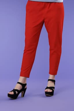 Cotton Straight fit Pant with Pocket for women 034324LRED