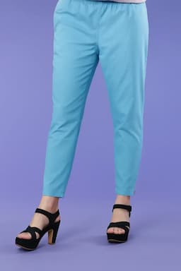 Cotton Straight fit Pant with Pocket for women 034324XXLBLU