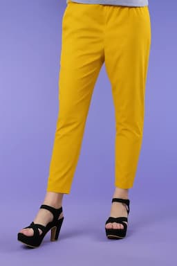 Cotton Straight fit Pant with Pocket for women 034324XXLYEL