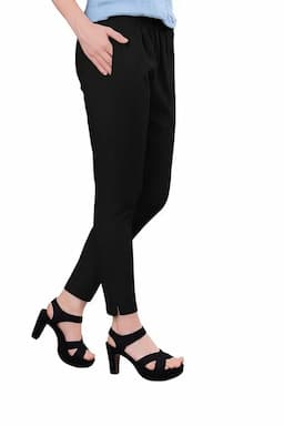Cotton Lycra Cigarette Pant with pocket for Women 034325LBLA