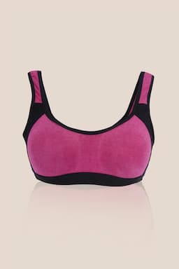 Cotton Non-Padded Full Coverage Sports Bra for Girls - Pink 034338PIN1415YRS