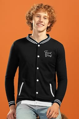 Men's Cotton Casual Self Designed Jacket 034937BLAXXL