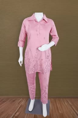 Cotton Embroidered Co-ord Set for Women 035142PIN2XL2