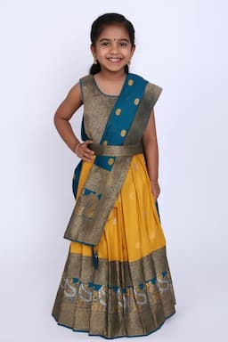 Girl's Art Silk Printed Lehenga Set - Yellow 03559545YRSYEL