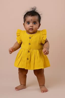 Muslin Frock for Baby Girl - Mustard 036416MUS03M