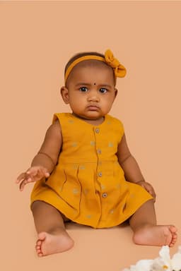 Silk Cotton Sleeveless Frock for Baby Girl - Yellow 036423YEL121