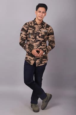 Cotton Camouflage Print Shirt for Men 000538BEIM