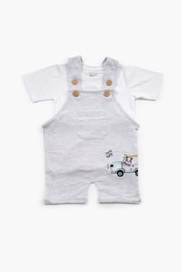 Printed Cotton Dungaree Set for Boy (2-Pcs Set) 001197MUL34YRS
