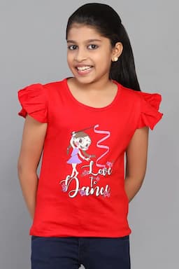 Pure Cotton Printed T-Shirt for Girl (3 - 12 Yrs) 00132578YRSRED