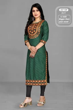 Cotton Blend Printed Kurti for Women 001492L40DARGRE