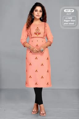 Cotton Blend Printed Kurti for Women 001496L40PEA