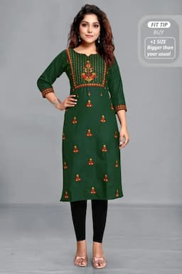 Cotton Blend Printed Kurti for Women 001496M38DARGRE