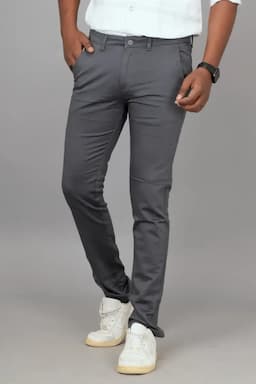 Cotton Blend Slim Fit Trouser for Men 00267134GRE