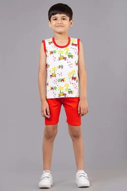 Printed T-shirt with Shorts Set for Boy (2-Pcs Set) 004540RED67YRS