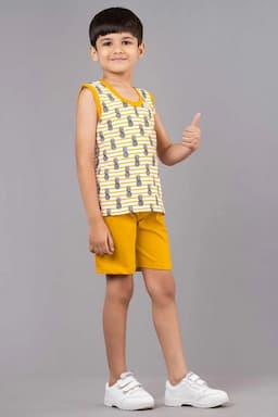 Boy's Cotton Printed T-shirt with Shorts Set (2-Pcs Set) 004541MUS67YRS