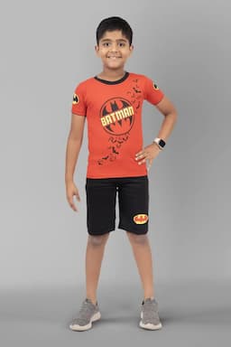 Boy's Cotton Printed T-shirt with Shorts Set (2-Pcs Set) 006660RED45YRS