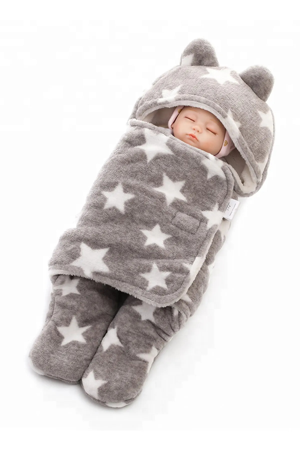 Brandonn Newborn Super soft Swaddle Hooded Blanket Wrapper - Pack of 1 (Grey)