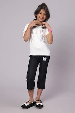 Cotton Blend Printed T-Shirt for Girl ( 3 - 12 Yrs) 0103351112YRSOFFWHI