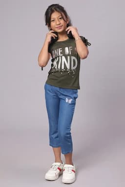 Cotton Blend Printed T-Shirt for Girl ( 3 - 12 Yrs) 010335910YRSDARGRE