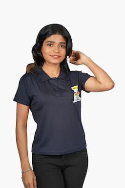 Cotton Typographic Printed T-Shirt for Women 010397XLNAVBLU