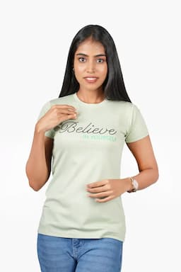 Cotton Typographic Printed T-Shirt for Women 0104255XLLIGGRE