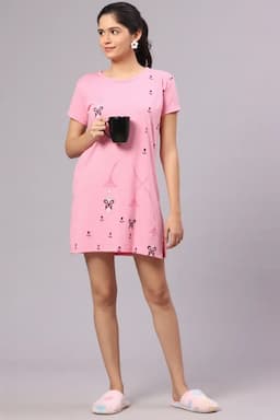 Cotton Printed Night Dress for Women 011219LPIN