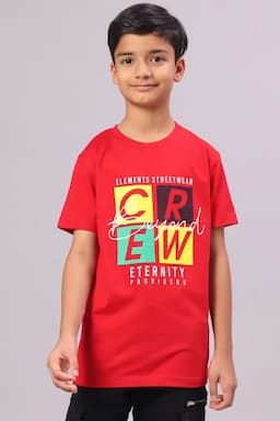Cotton Typographic Print T-shirt for Boy 0133591314YRSRED