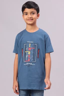 Boy's Typographic Print T-shirt 0133621314YRSSTEBLU