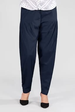 Cotton Solid Patiala Pant for Women  015104NAVBLUXL2