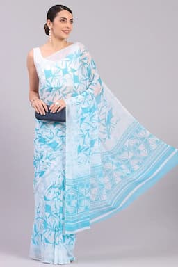 Georgette Printed Saree for Women 015705SKYBLUFRESIZ