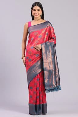 Women's Art Silk Floral Print Saree With Blouse 015736DEEPINFRESIZ