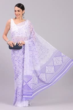 Georgette Printed Saree for Women 015739BLUFRESIZ2