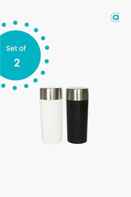 All Time Plastic & Stainless Steel Salt Pepper Shakers, Set of 2 - 70ml (Each) 018194BLA&WHI1