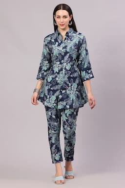 Polyester Printed Co-ord Set for Women 018602DARBLUL